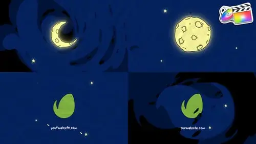 卡通月亮标志片头为FCPX模板