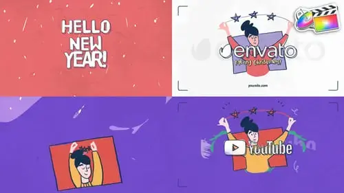 FCPX模板的手绘平面圣诞徽标