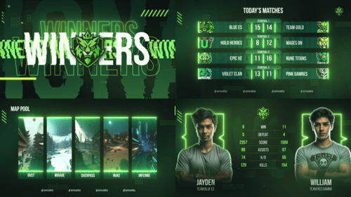 Esport广播套餐比赛绿色风格包装AE模板