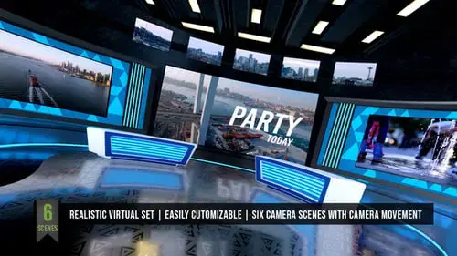 虚拟演播室电视素材台栏目包装AE模板