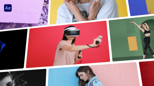 多屏幕网格过渡三维空间效果AE模板