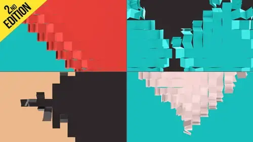 六个3d过渡马赛克方块转场AE视频