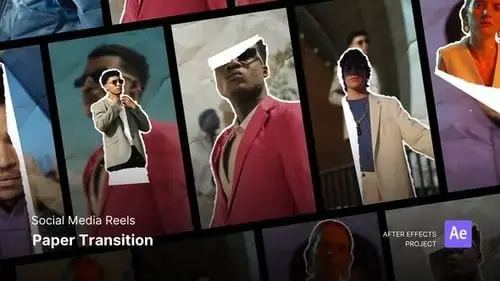 卷轴-纸张过渡照片展示AE视频