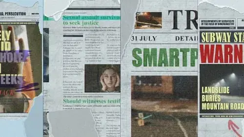 垂直报纸撕开动画包装AE视频