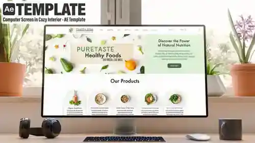 现代监视器模型场景用于数字内容显示视频显示30fpsAE视频