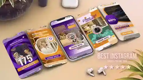 用于移动营销和业务推广的动态Instagram故事电子学习和广告AE视频