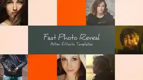 动态几何照片片头动画频显示照片和相册AE视频