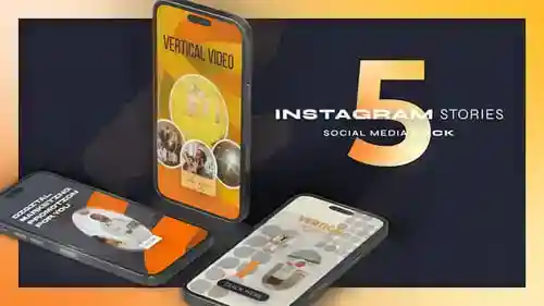 垂直Instagram营销故事包视频显示广告和动画AE视频