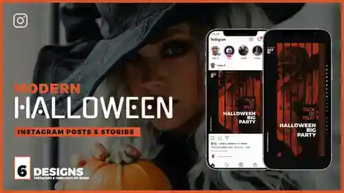 动态万圣节社交媒体促销帖子和故事AE视频