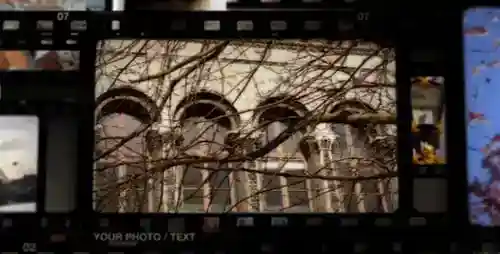 复古电影带幻灯片片头带有复古照片过渡生日和电影AE视频