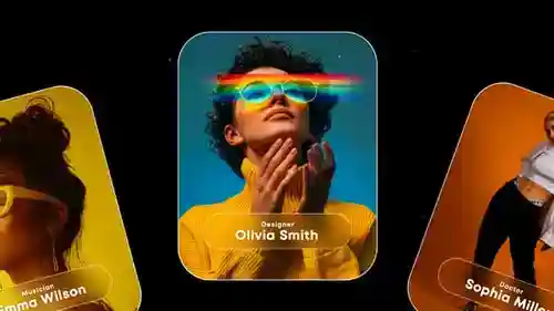 带有现代配置文件卡的动态轮播幻灯片AE视频