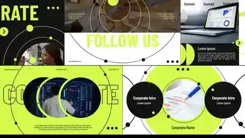 动态企业介绍与现代几何文本动画视频显示AE视频