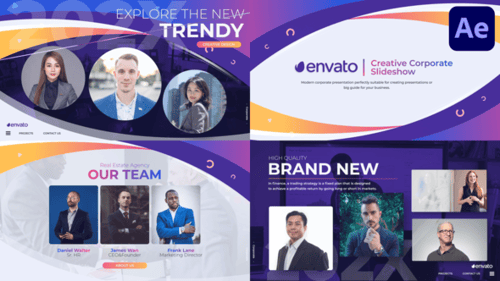 具有现代渐变和动态形状的专业商业幻灯片AE视频