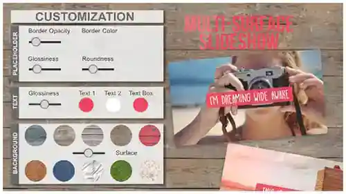 动态照片视频幻灯片与分层过渡AE视频