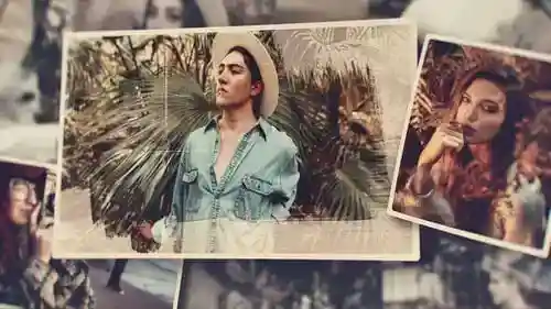 带有艺术画笔的优雅照片幻灯片显示周年纪念和生日AE视频