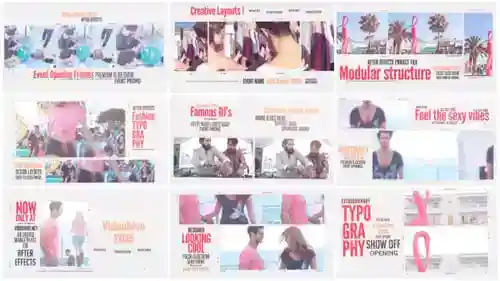 动态活动幻灯片与现代动力学排版活动推广和音乐会AE视频