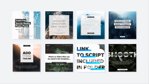 清洁的社交媒体帖子包带有动态排版广告和平面AE视频