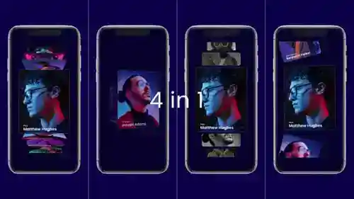 未来移动垂直旋转木马界面显示垂直幻灯片和中心标志AE视频