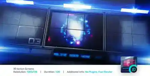 动态数字屏幕网格标志显示片头素材3d和旋转AE视频