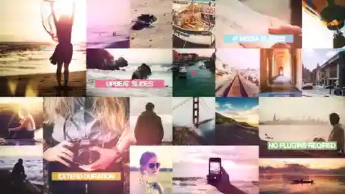 乐观的动态幻灯片与现代文本叠加照片幻灯片和拼贴视频