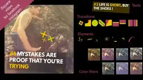 方形视频套件彩色滤光片和facebook AE视频