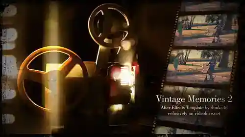 Vintage Memories视频显示电影放映机AE视频