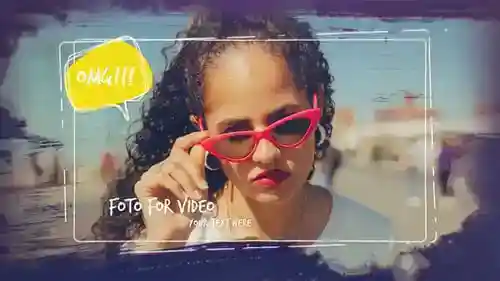 手绘幻灯片照片幻灯片和电影AE视频