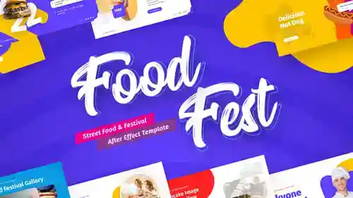 FoodFest创意视频显示特效模板AE视频