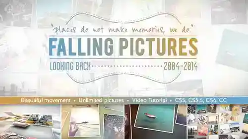 下降的图片视频显示计数和周年纪念AE视频