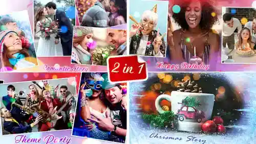 快乐的照片故事和额外的圣诞节主题AE视频