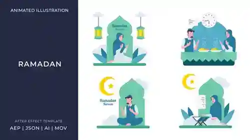 斋月动画插图AE视频