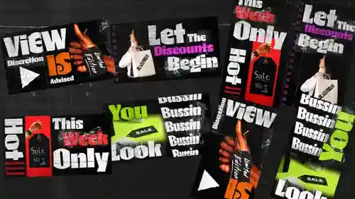 海报和Grunge风格贴片AE视频