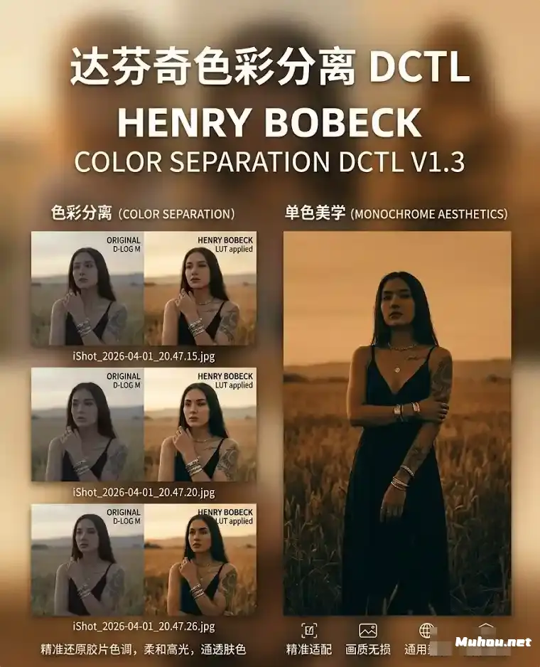 达芬奇DCTL调色利器：Henry Bobeck – Color Separation DCTL V1.3 一键搞定色彩分离与电影级单色