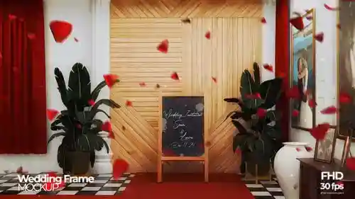 婚礼邀请框幻灯片放映首映AE视频