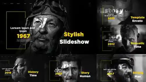 纪录片历史幻灯片专辑和黑白AE视频