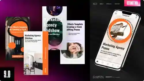 手机上的竖屏海报动画AE视频