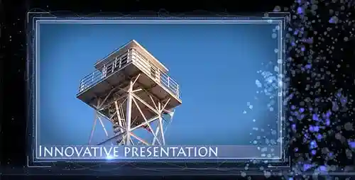 蓝色背景和企业粒子边框动画AE视频