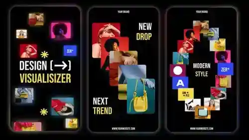 垂直幻灯片和美学风格收集竖屏AE视频