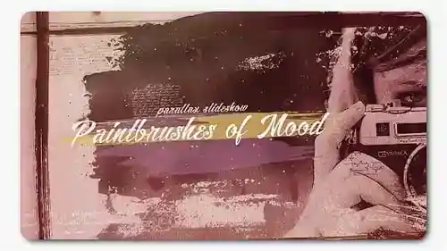 油漆刷笔刷历史记录视差幻灯片AE视频