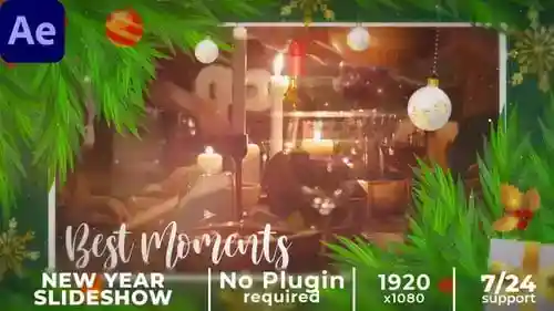 可爱的圣诞节幻灯片边框图文AE视频