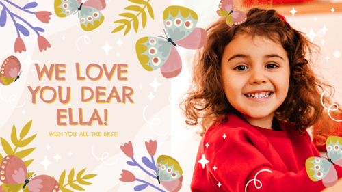 Ella的生日儿童卡通婴儿和气球AE视频