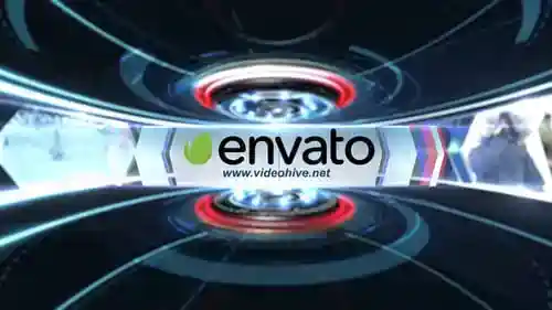 科技全息logo动作和广播AE视频