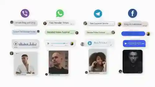 自动调整聊天消息气泡工具包whatsapp语音消息和聊天ui达芬奇模板