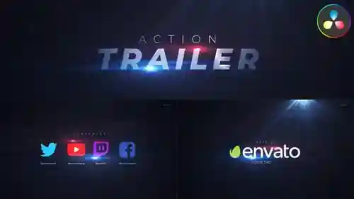 动态电影动作预告片标题序列达芬奇模板