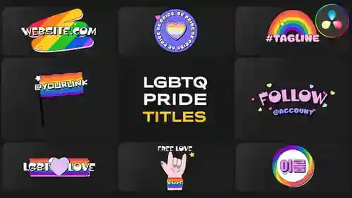 LGBTQ骄傲动画标题和社交媒体图形骄傲和彩虹达芬奇模板