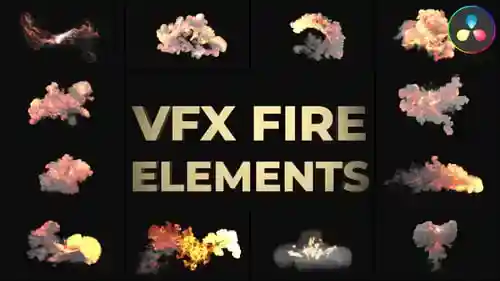 动态火灾和烟雾视觉效果包VFX达芬奇模板