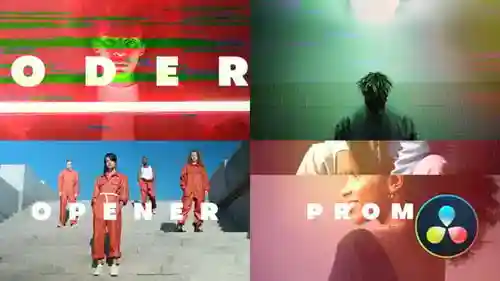 带有现代文本动画的动态信号干扰片头素材徽标介绍达芬奇模板