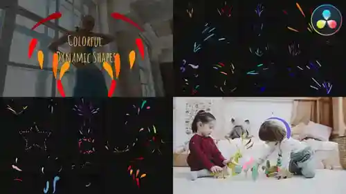 彩色动态手绘形状运动图形包达芬奇模板