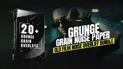 Grunge颗粒噪声纸覆盖层-旧胶片噪声覆盖层捆绑复古胶片达芬奇模板