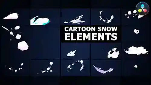 卡通冰雪元素包冬季视频，元素英尺雪和卡通达芬奇模板